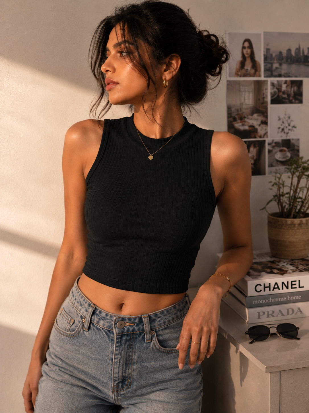 Women's Ribbed Sleeveless Crop Tank Top Combo (Black & Brown) – Pack of 2 | TT021