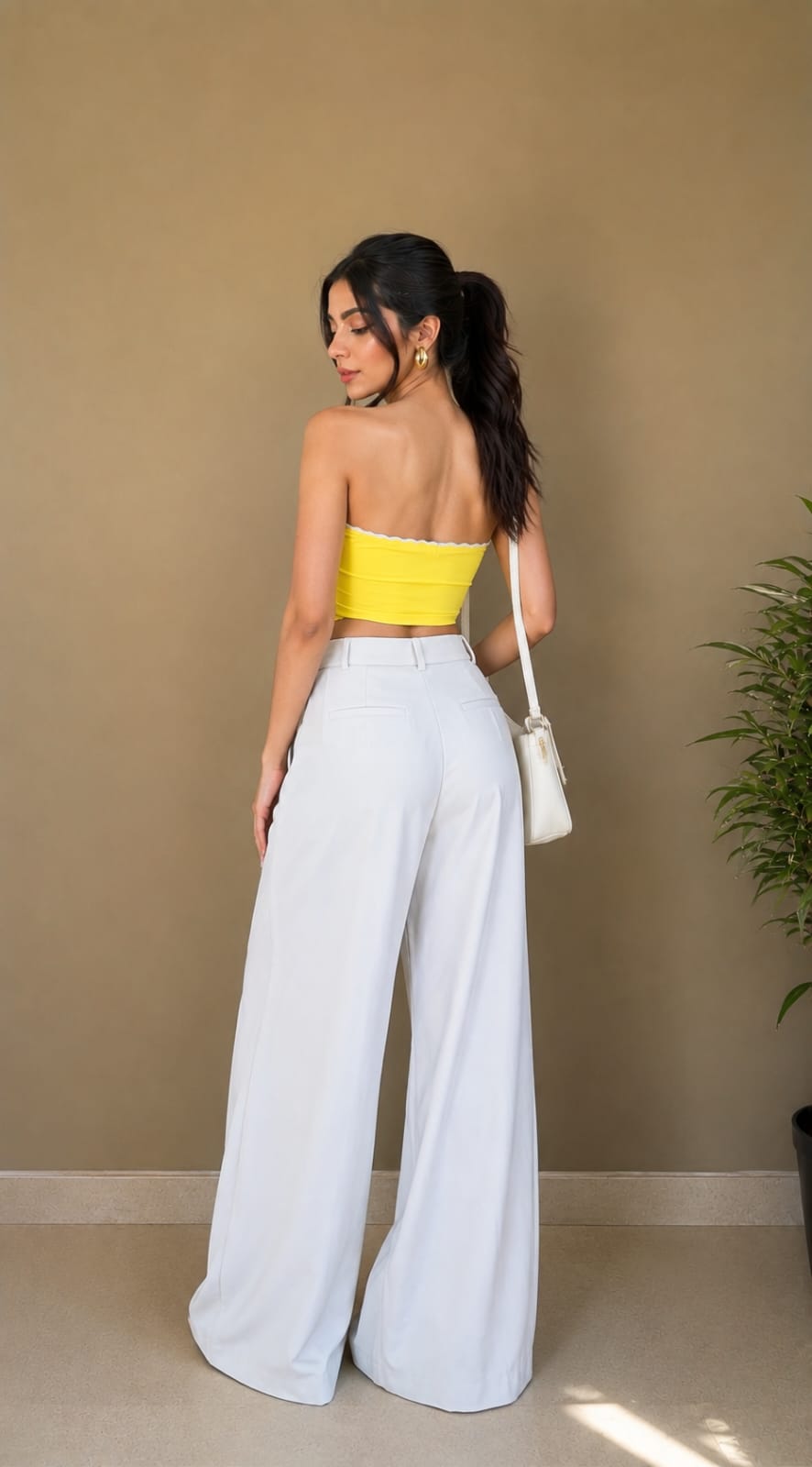 Women's Yellow Strapless Cotton Blend Tube Crop Top | TT022